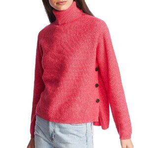 1.State Waffle-Knit Button-Detail Turtleneck Sweat
